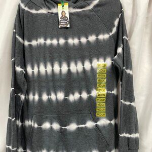 green Tea Women's Grey Tie-Dye Hooded Sweatshirt Size Medium